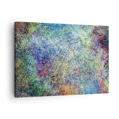 Schilderen op canvas - Abstracte compositie met veelkleurige lijnen en texturen - 70x50cm - Het is niet zo eenvoudig - Moderne wanddecoratie voor woonkamer en slaapkamer ARTTOR