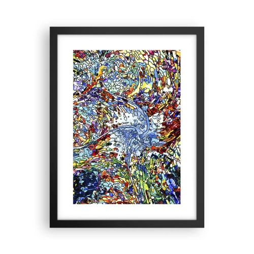Poster in een zwarte lijst - Glas in lood druppel - 30x40 cm
