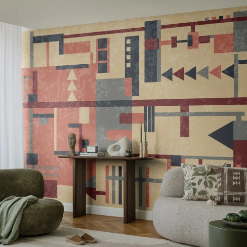 Fotobehang Premium Canvas - Een combinatie van verticalen en horizontalen - Abstractie, Deel, Modern patroon - 450x315 cm