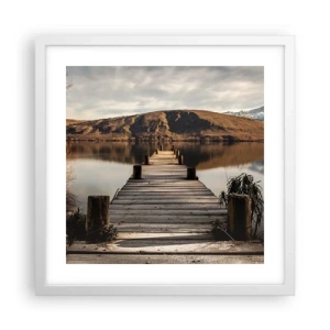Poster in een witte lijst - Landschap in stilte - 40x40 cm