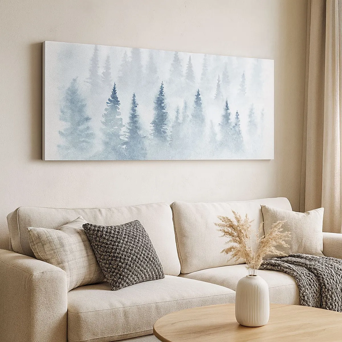 Schilderen op canvas - Gehuld in mist - 100x40 cm