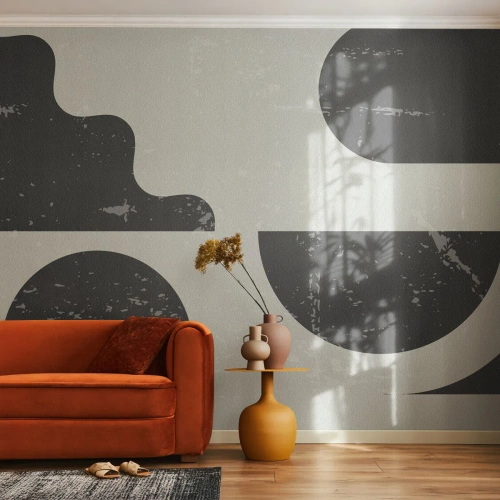 Fotobehang Premium Sand - Compositie boven en onder - Abstractie, Zwart en wit, Op leeftijd - 100x70 cm
