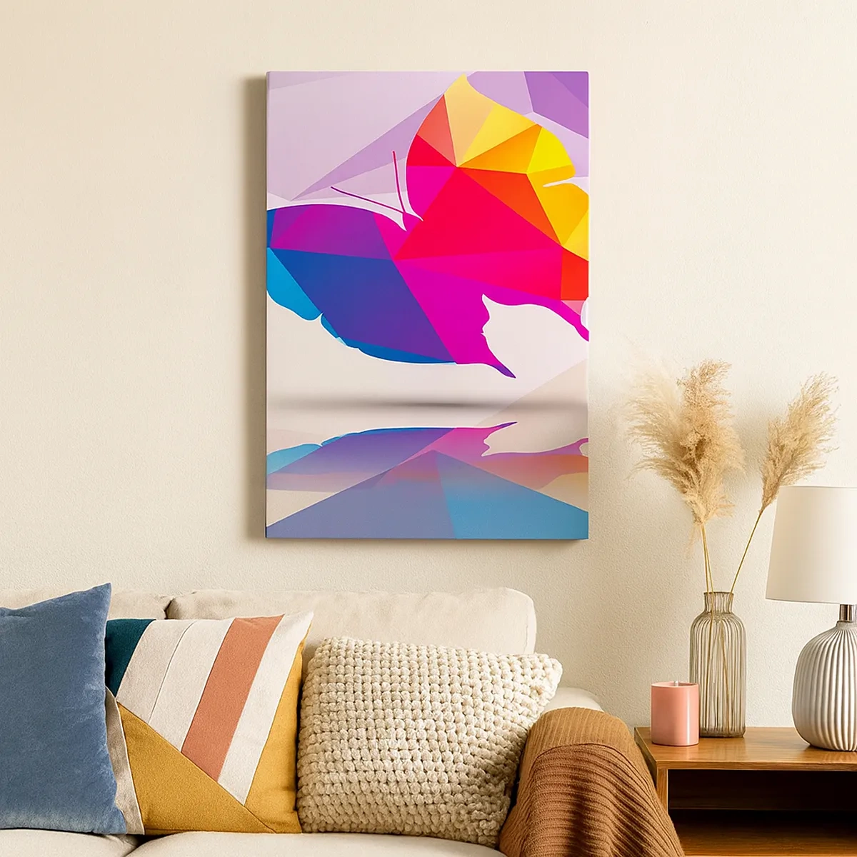 Schilderen op canvas - Vlinder regenboog - 50x70 cm