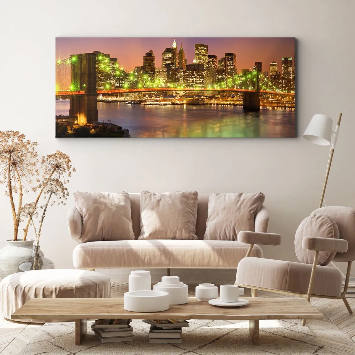 Schilderen op canvas - Het licht gaat hier nooit uit - 100x40 cm
