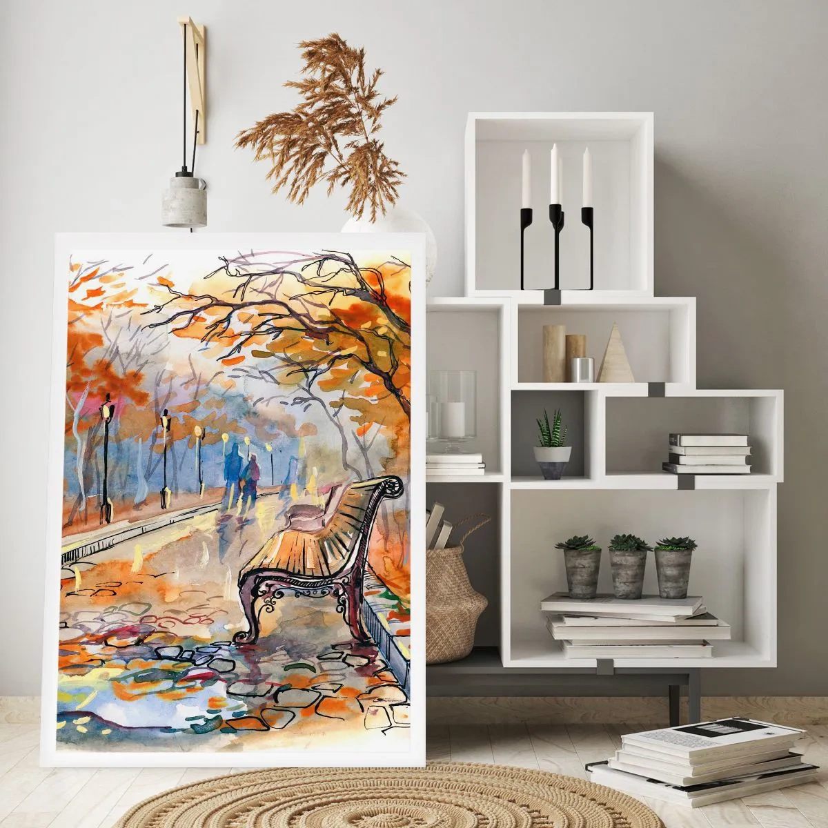 Poster - Samen wandelen in de herfst - 30x40 cm