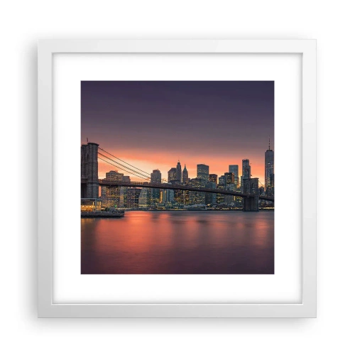 Poster in een witte lijst - Ondergedompeld in lila stilte - 30x30 cm