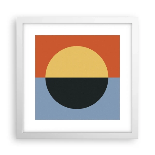 Poster in een witte lijst - Een compositie van warmte en koelte - 30x30 cm