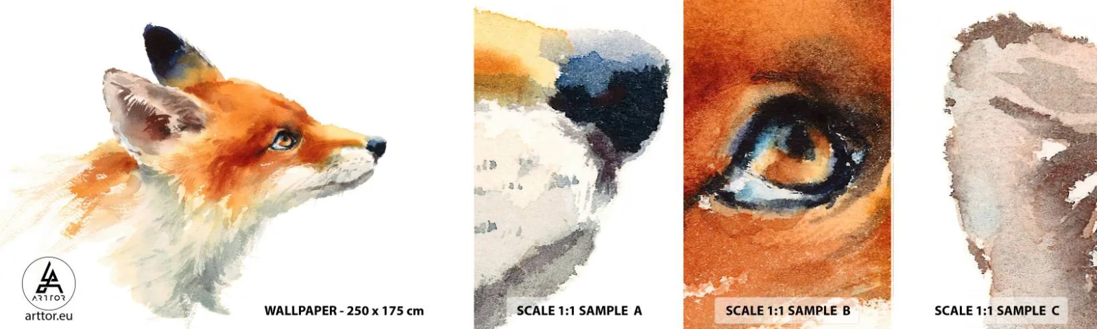 Fotobehang Monster Zelfklevend Deluxe Sticker - Je kunt nooit voorzichtig genoeg zijn - Dieren, Vos, Abstractie - 100x30 cm