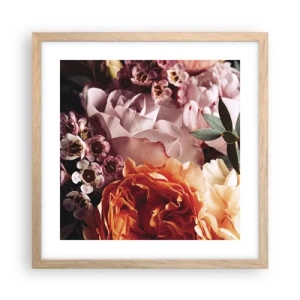 Een poster in een licht eiken lijst - Gehuld in schoonheid - 40x40 cm