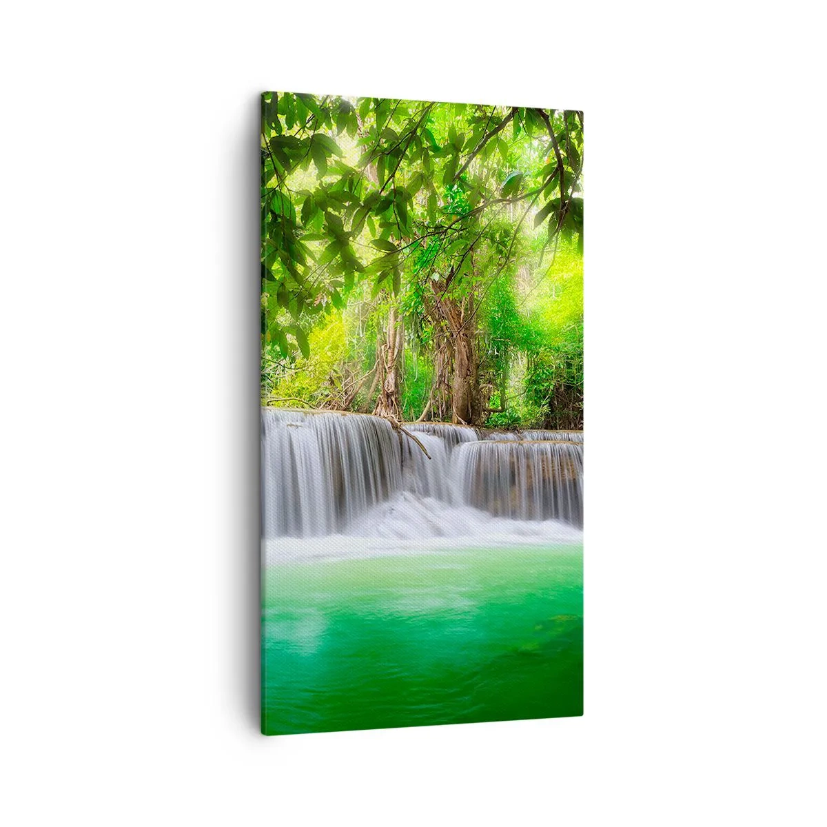Schilderen op canvas - Een waterval in het groen - 45x80 cm