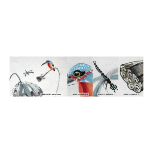 Fotobehang Monster Premium Canvas - Het leven van de weide - Abstractie, Vogel, Bloem - 100x30 cm