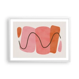 Poster in een witte lijst - zachte beweging van vormen - 70x50 cm