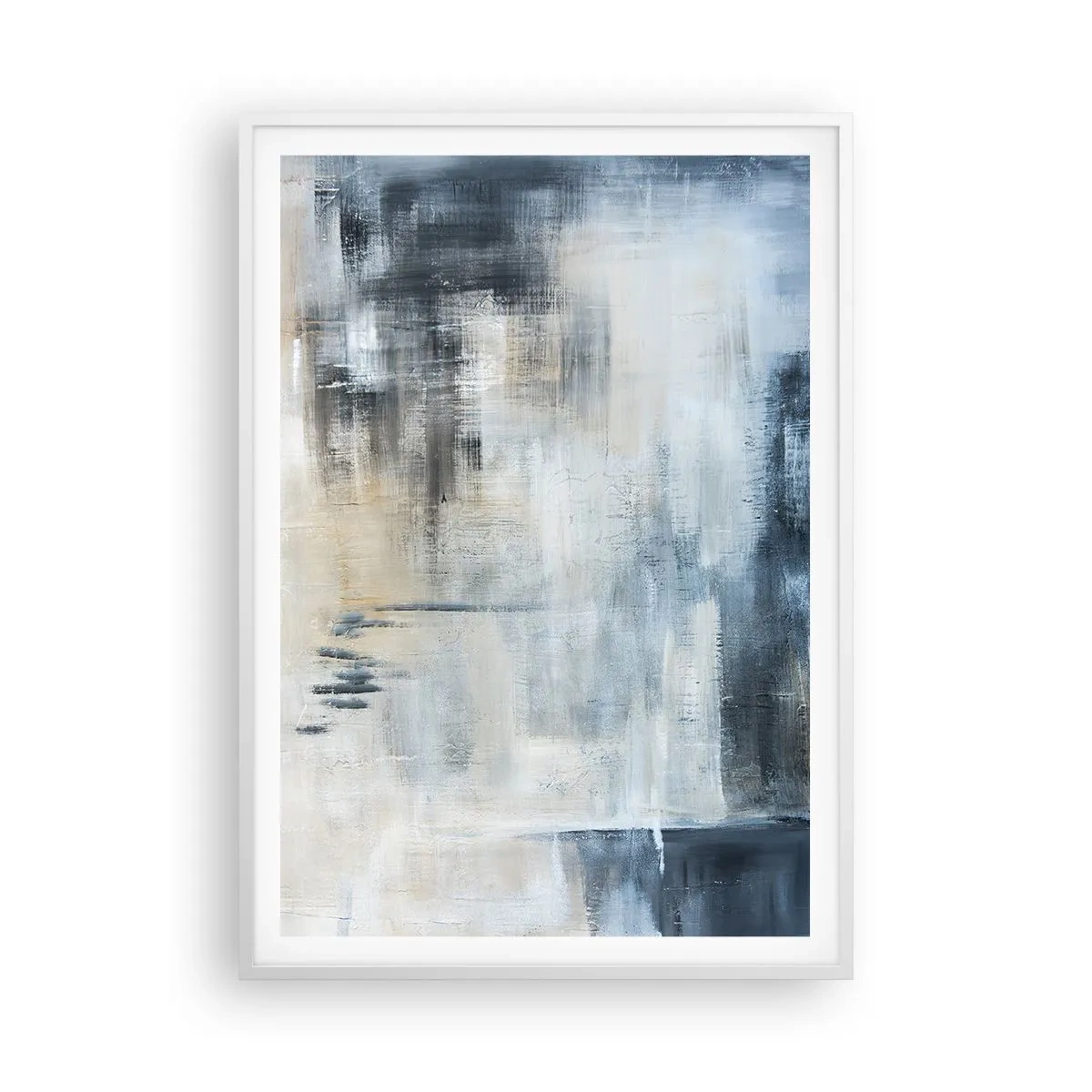 Poster in een witte lijst - Achter het blauwe gordijn - 70x100 cm