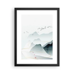 Poster in een zwarte lijst - Over de toppen - 30x40 cm