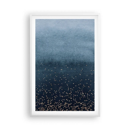 Poster in een witte lijst - Samenstelling - blauwe fasen - 61x91 cm