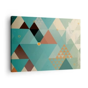 Schilderen op canvas - Geometrische patronen in tinten turquoise en bruin - 70x50cm - Eenheid van veelheid, veelheid van eenheid - Moderne wanddecoratie voor woonkamer en slaapkamer ARTTOR