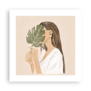 Poster - Mysterieus portret met een waaier - 40x40 cm