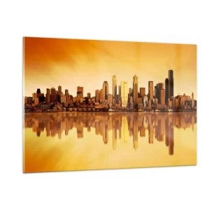 Schilderen op glas - De stilte van de metropool - 120x80 cm