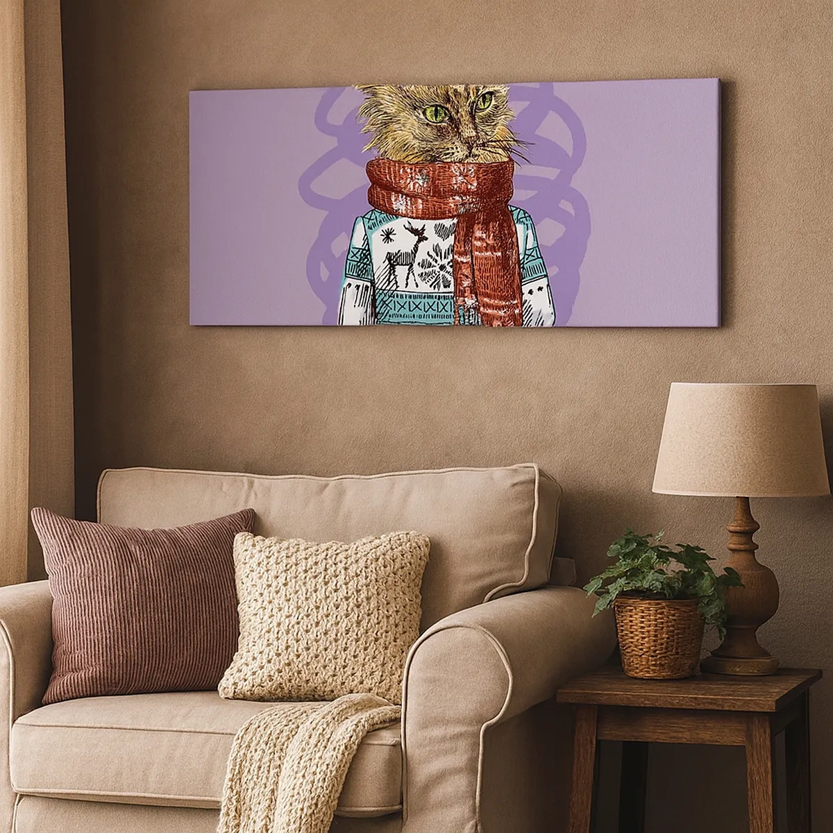 Schilderen op canvas - De kat niet alleen in schoenen - 30x30 cm