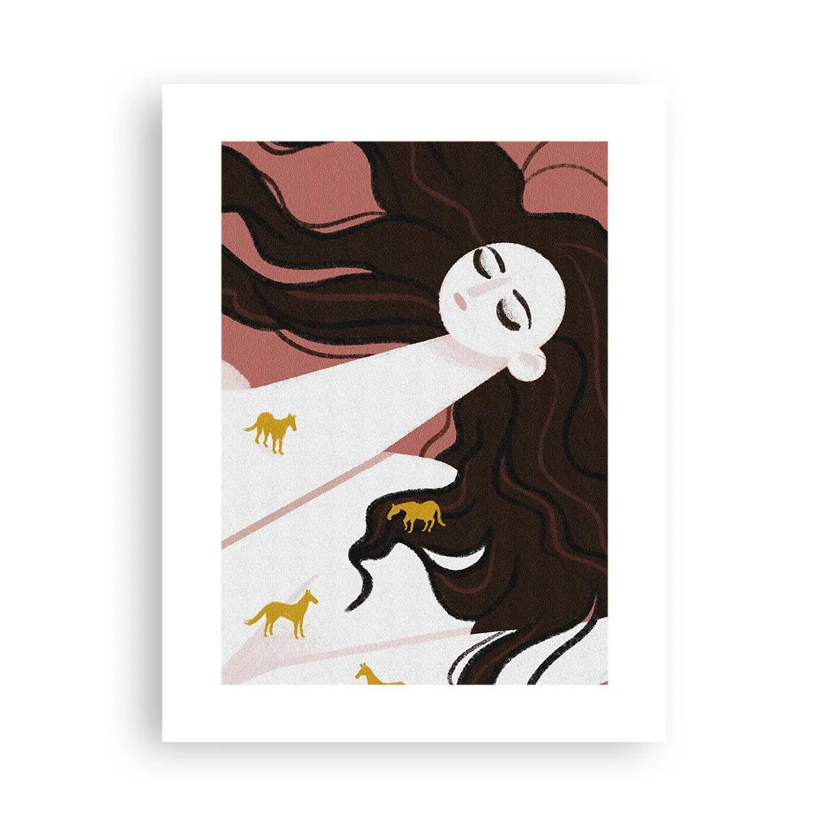 Poster - Droom over een gouden paard - 30x40 cm