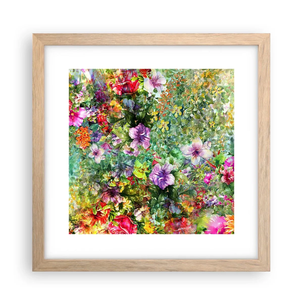 Een poster in een licht eiken lijst - In bloemen voor verderf - 30x30 cm