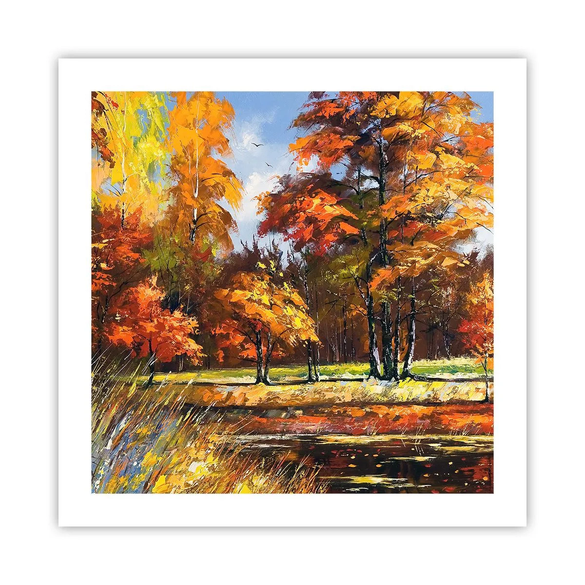 Poster - Landschap in goud en brons - 50x50 cm