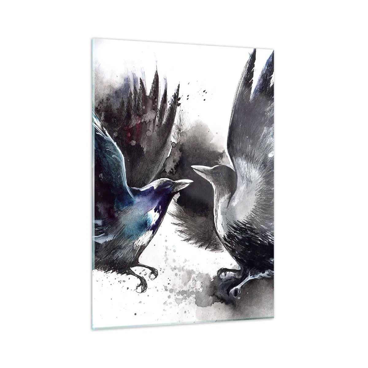 Schilderen op glas - De ene kraai pikt de andere de ogen niet uit - 50x70 cm