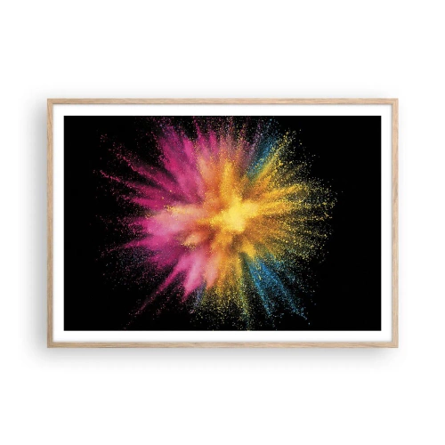 Een poster in een licht eiken lijst - De geboorte van kleuren - 100x70 cm