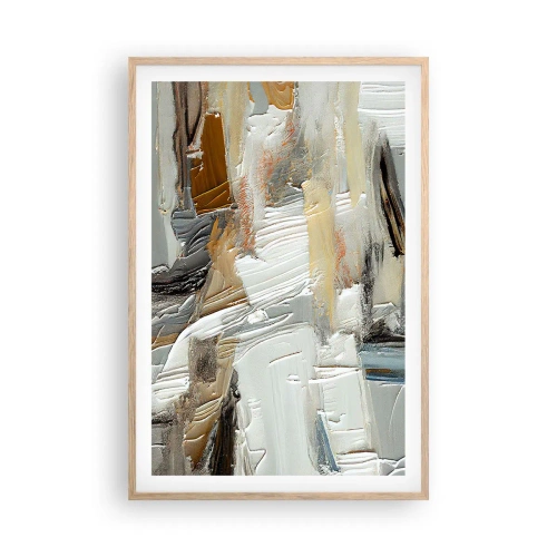Een poster in een licht eiken lijst - Kleurrijke lagen - 61x91 cm