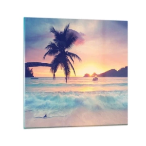 Schilderen op glas - Een avond aan de baai - 70x70 cm