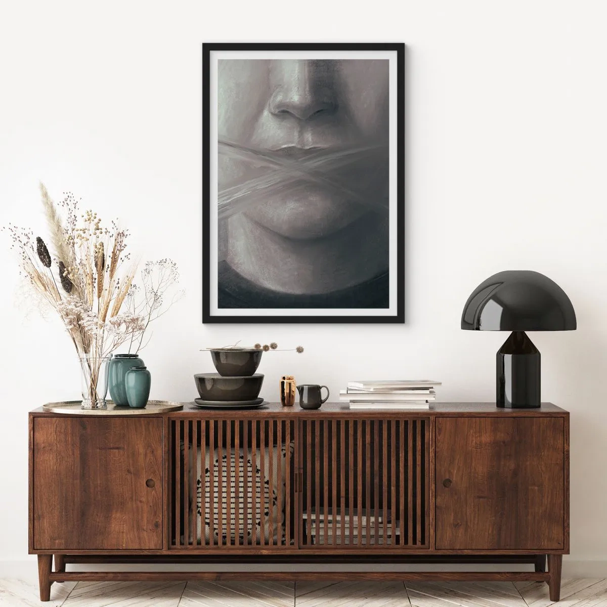 Poster in een zwarte lijst - Zonder een woord - 70x100 cm