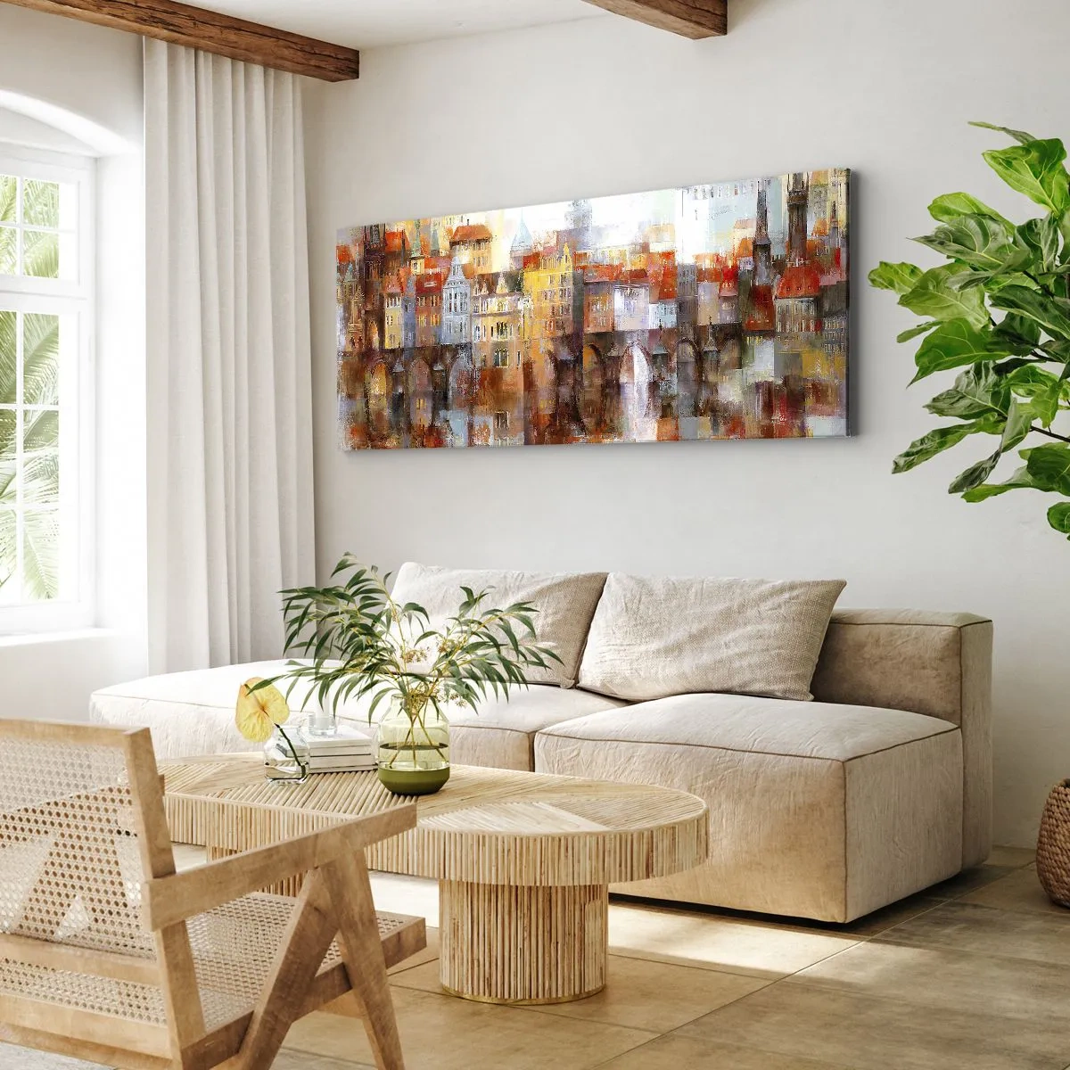 Schilderen op canvas - Ook onder de brug is het mooi - 100x40 cm