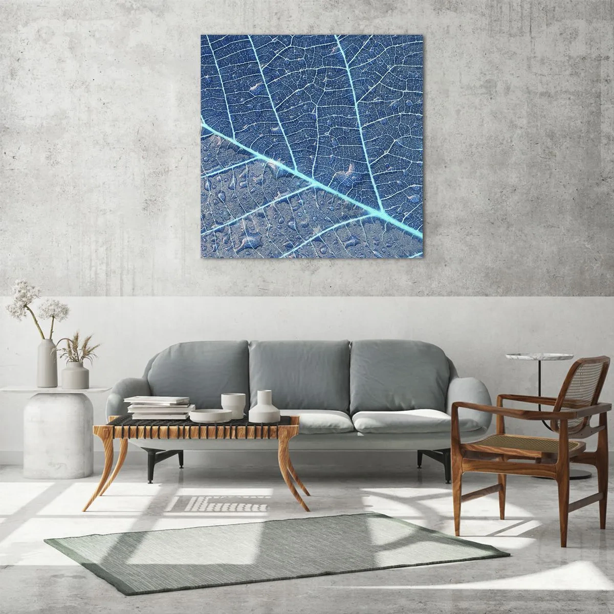 Schilderen op glas - Leven in blauw - 40x40 cm