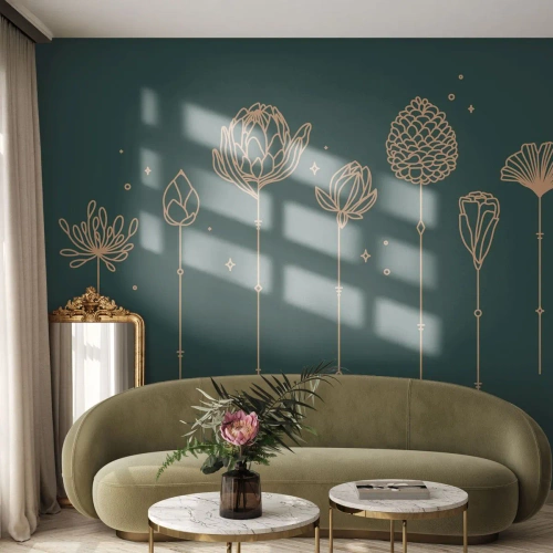 Fotobehang Standard Eco - Kruidenfamiie / Familie Ziółkowsi ?? - Bloemen, Art-deco, Minimalistisch - 350x256 cm