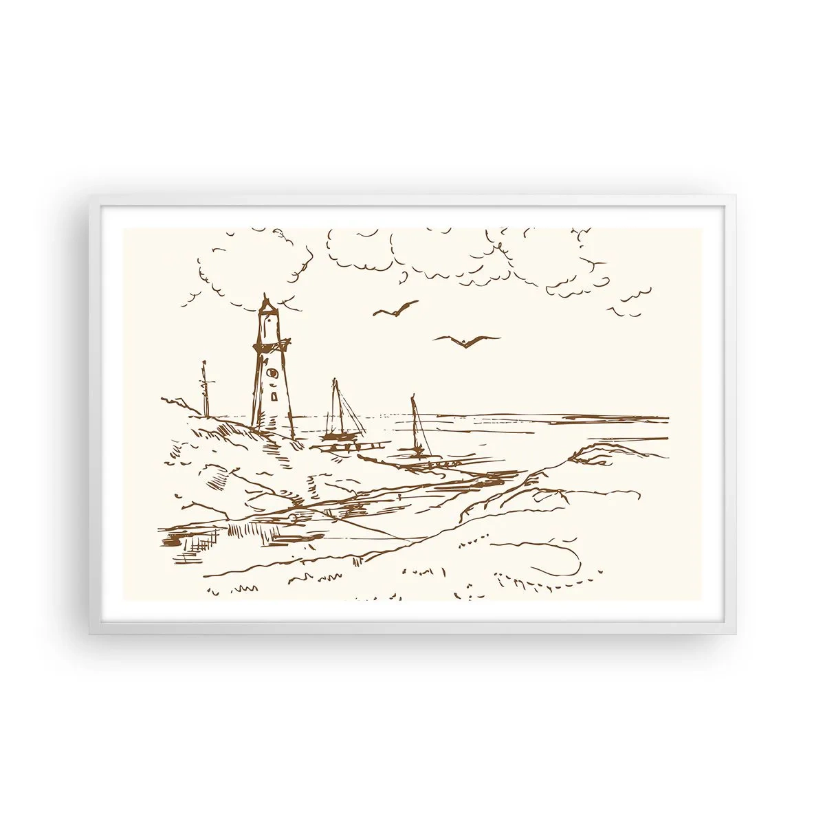 Poster in een witte lijst - Een overzicht van de herinneringen aan de zomer - 91x61 cm