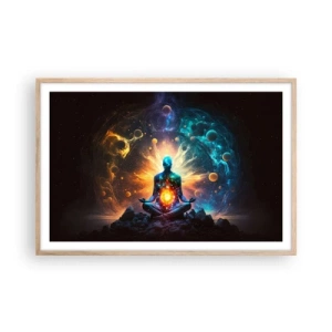 Een poster in een licht eiken lijst - Kosmische vrede - 91x61 cm