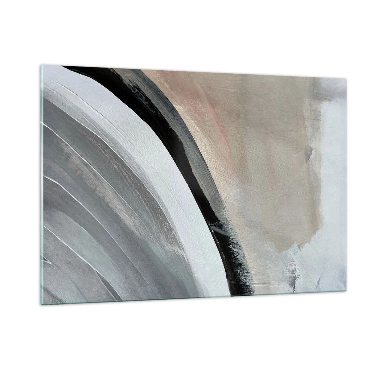 Schilderen op glas - Compositie: boog van zwart en grijs - 120x80 cm