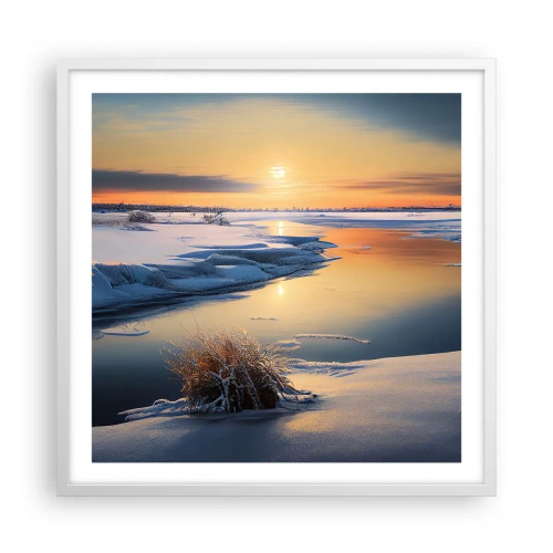 Poster in een witte lijst - Winterse zonsondergang - 60x60 cm