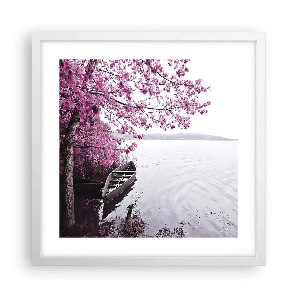 Poster in een witte lijst - In roze stilte - 40x40 cm