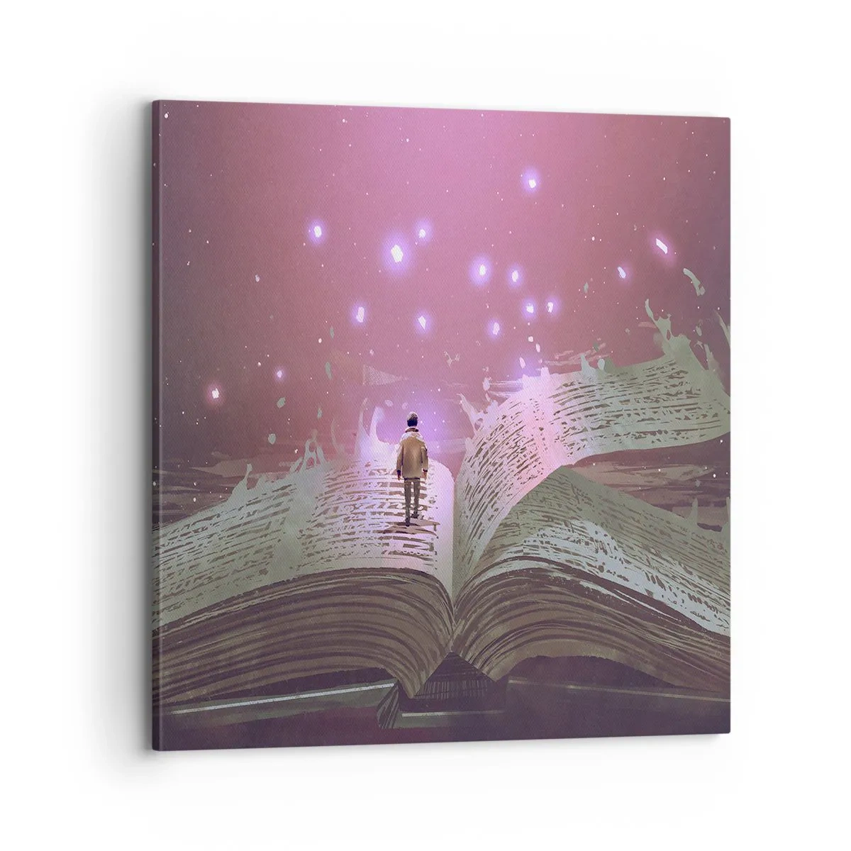 Schilderen op canvas - Uitnodiging voor een andere wereld - lees! - 70x70 cm