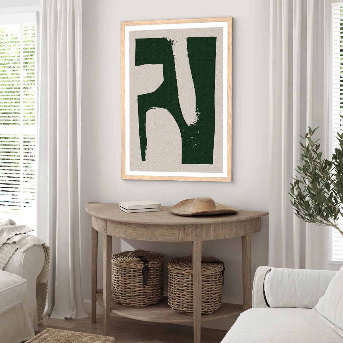 Een poster in een licht eiken lijst - Baaien van wit - 30x40 cm