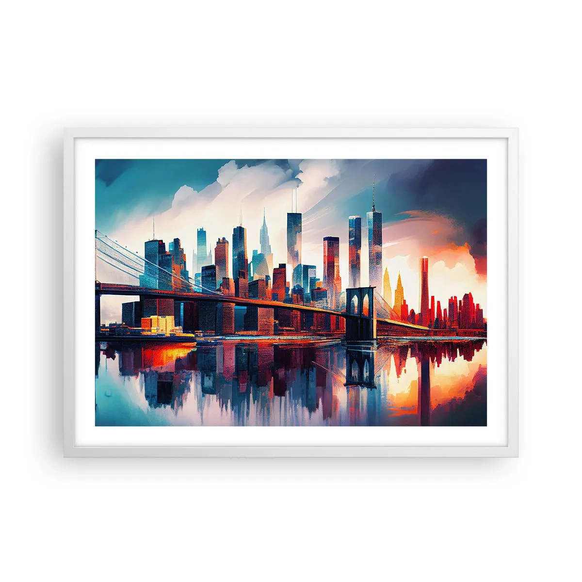 Poster in een witte lijst - Een droomachtig New York - 70x50 cm