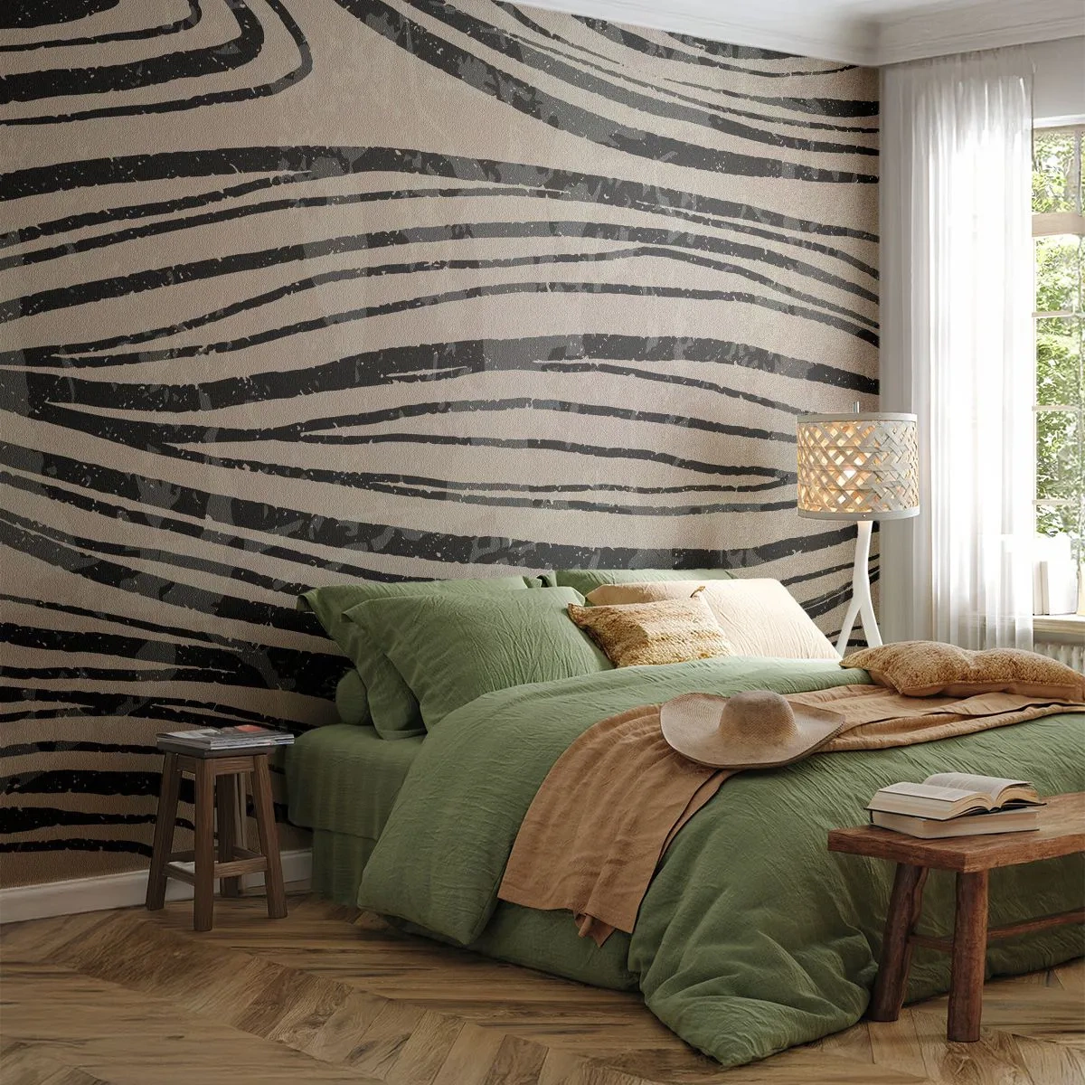 Fotobehang Standard Eco - Lijnoverstromingsvlakte - Abstractie, Lijnen, Modern - 150x105 cm
