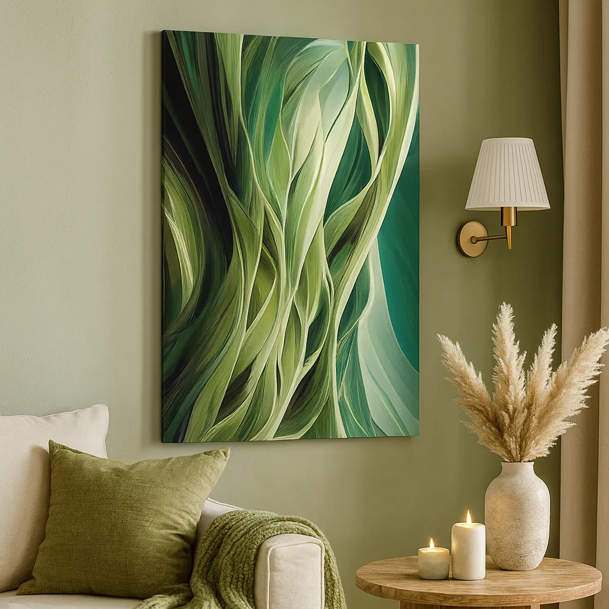 Schilderen op canvas - Abstract groen spel - 50x70 cm