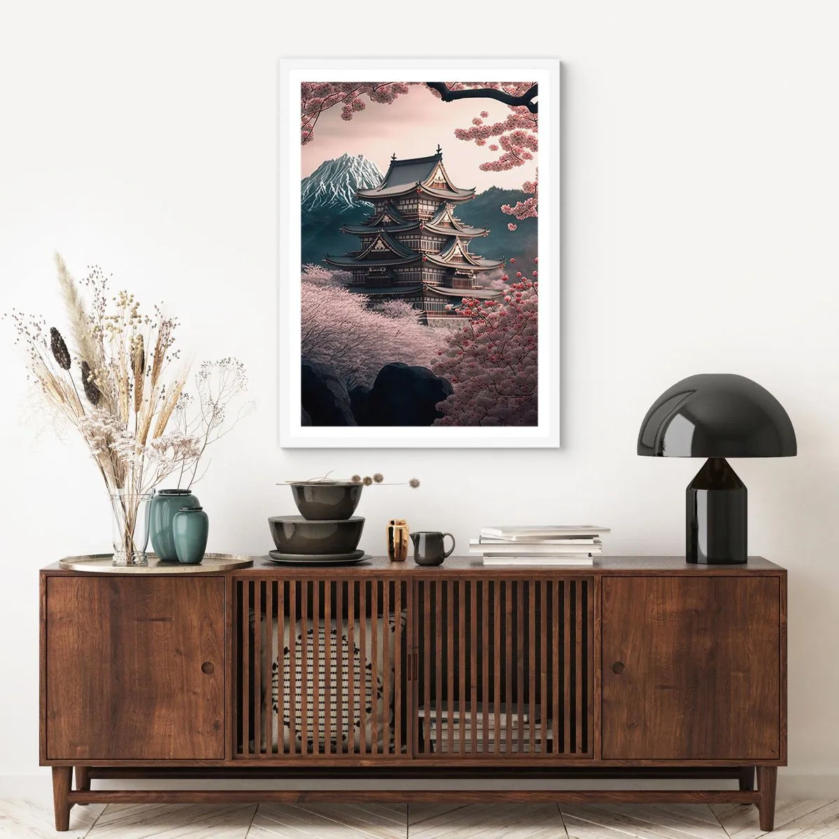 Poster in een witte lijst - Het land van de kersenbloesem - 70x100 cm