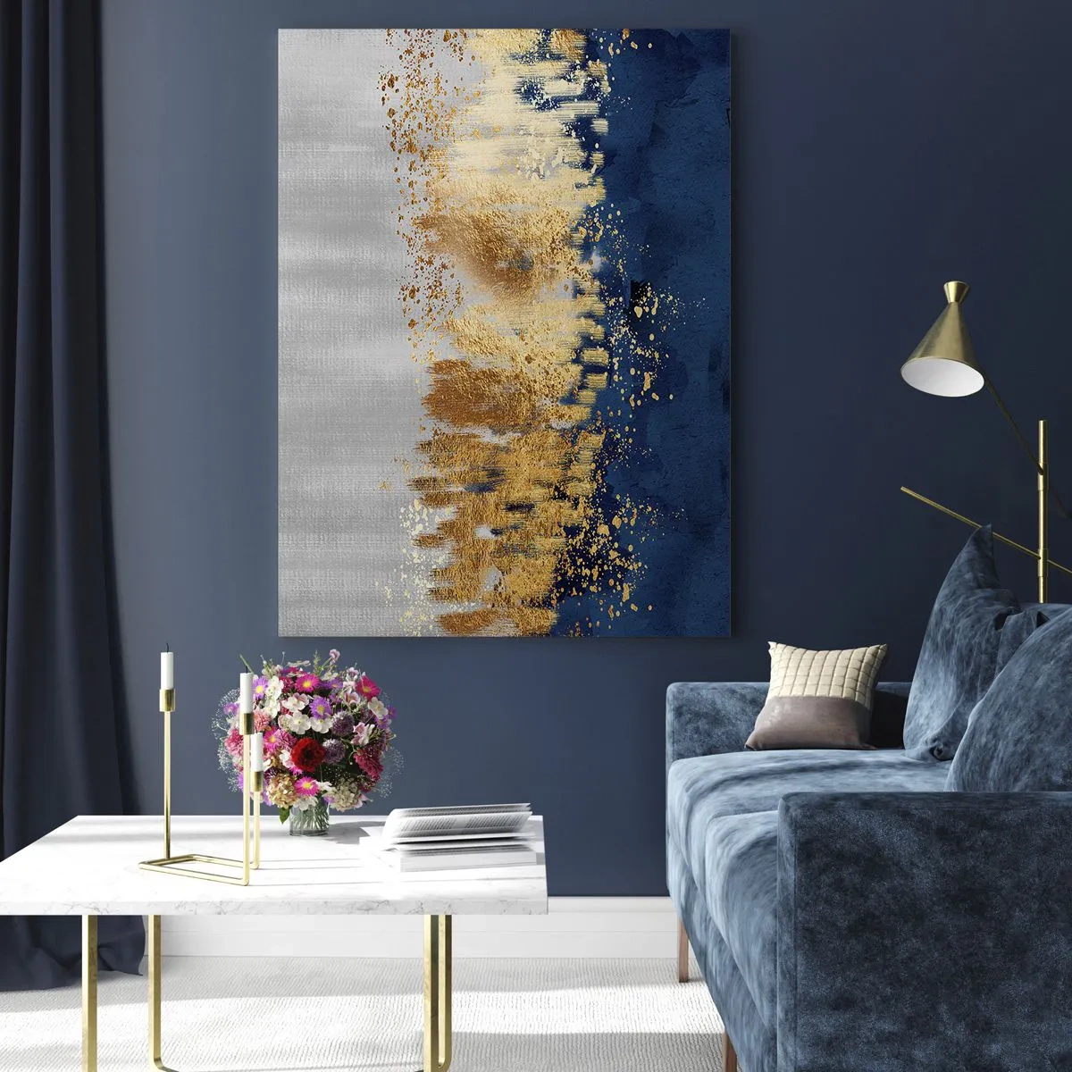 Schilderen op glas - Een moderne compositie met sprankeling - 50x70 cm