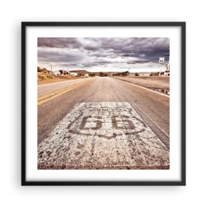 Poster in een zwarte lijst - Mother Road - een Amerikaanse legende - 50x50 cm