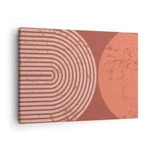 Schilderen op canvas - Geometrische patronen in terracotta tinten op een vintage achtergrond - 70x50cm - Een nauwe band - Moderne wanddecoratie voor woonkamer en slaapkamer ARTTOR