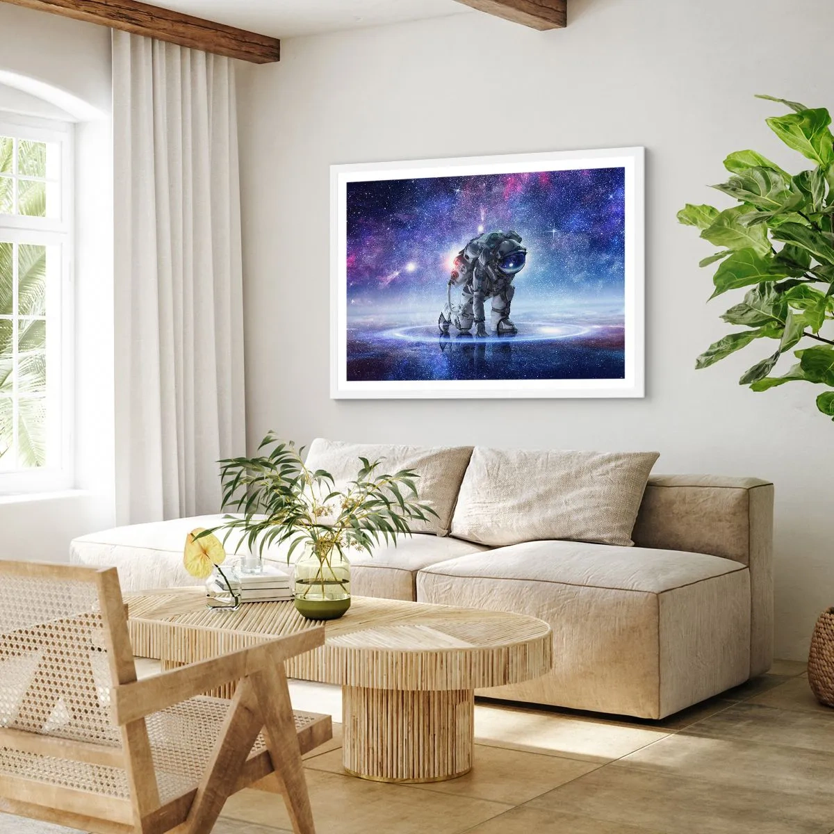 Poster in een witte lijst - De sterrenhemel boven mij - 100x70 cm