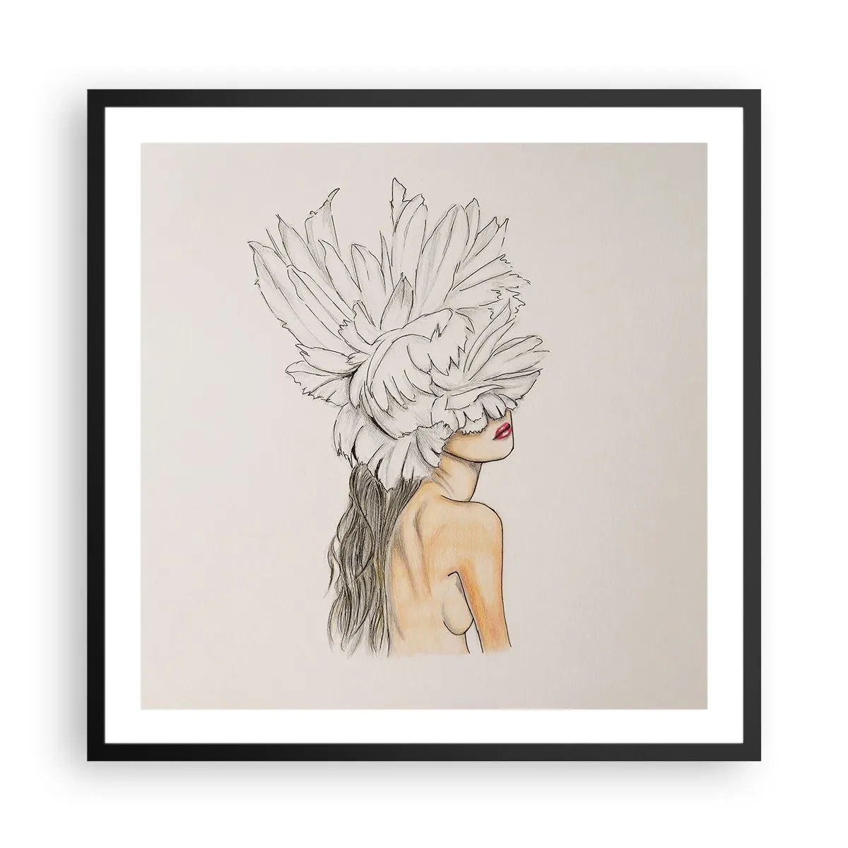 Poster in een zwarte lijst - gekroonde schoonheid - 60x60 cm